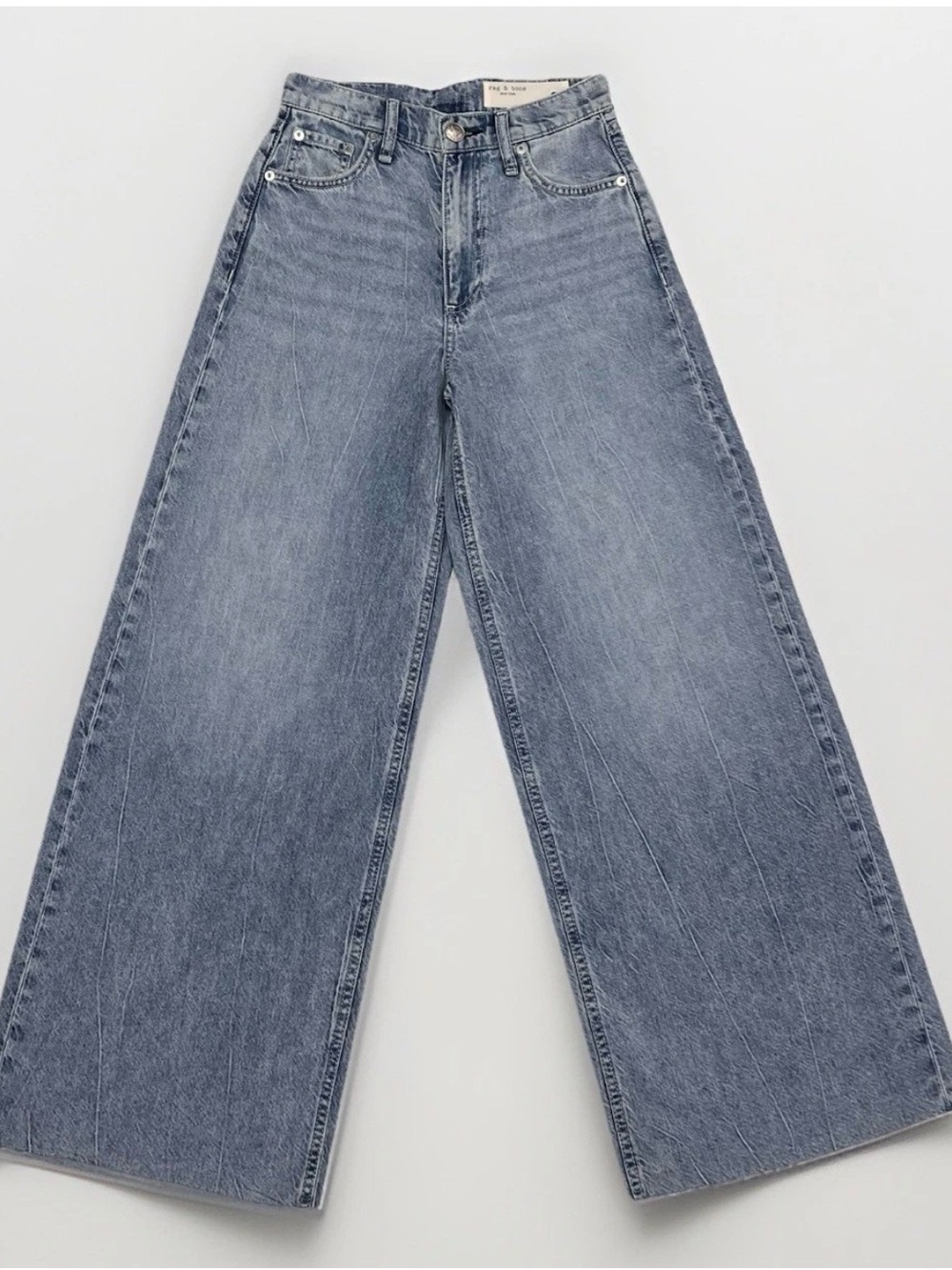 Rag & Bone Sofie High Rise Ultra Wide Ankle Jeans Light Wash Size 23 NWT
